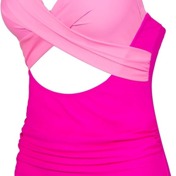 NWT EoMENIE - One Piece Swimsuit Cut Out Swimwear High Waist Monokini - Plus 22W - Picture 3 of 10